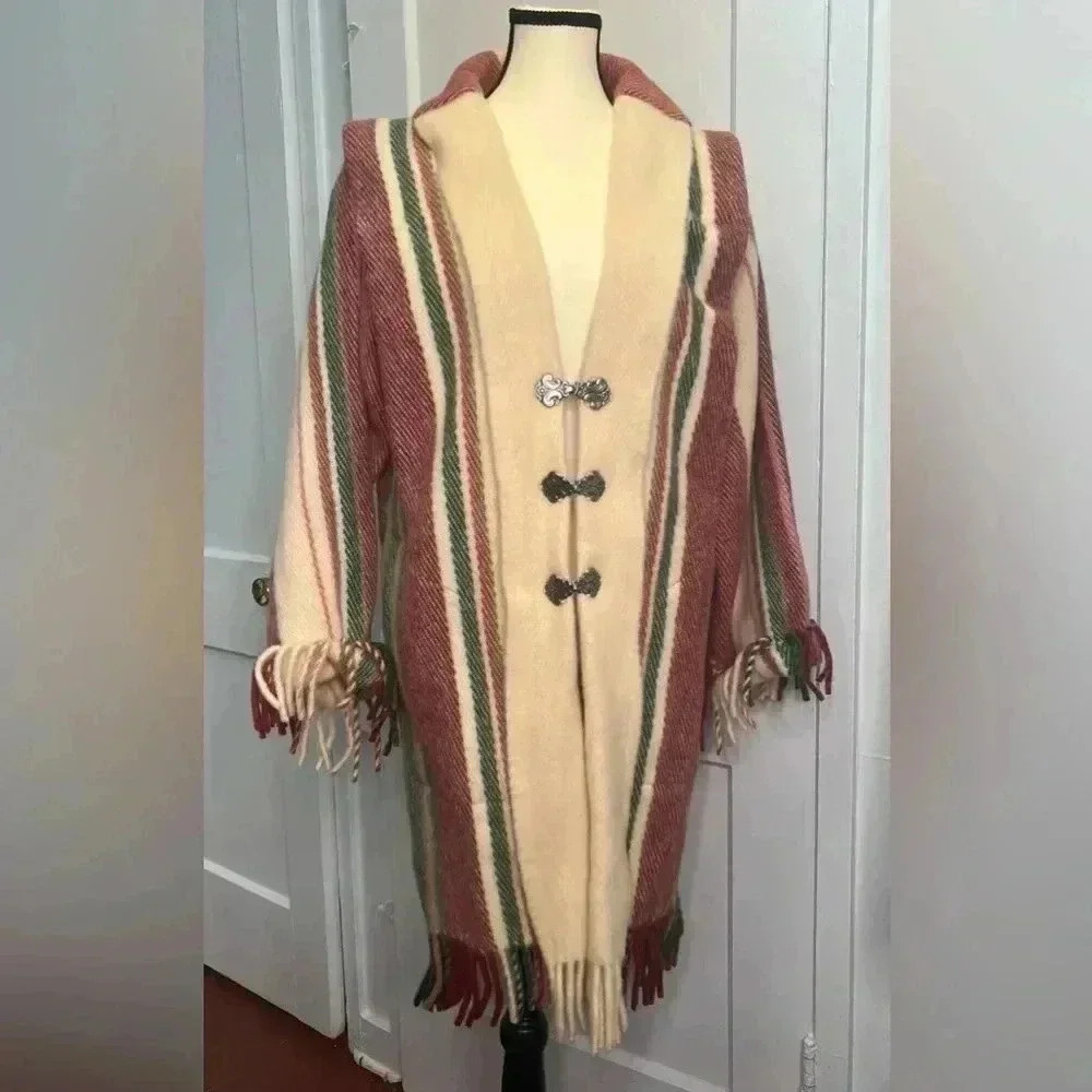 Lillunn Design Of Norway Berger‎ Plaid Pure Wool Convertible Coat Sz L